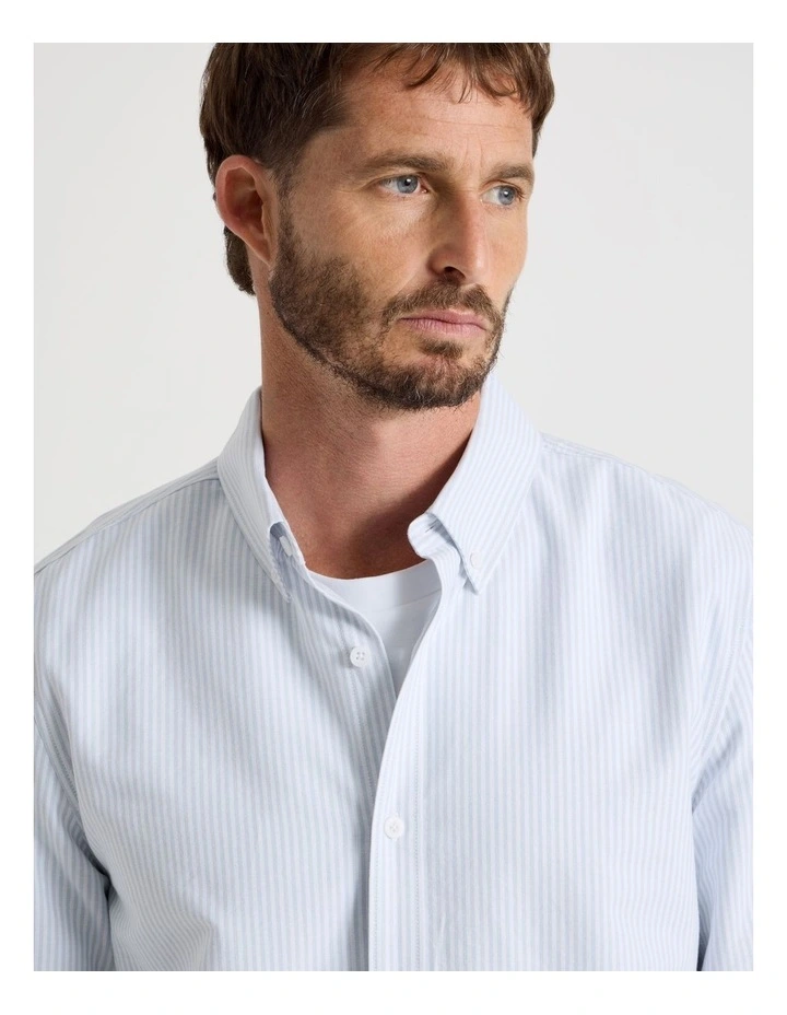 Oxford Cotton Long Sleeve Shirt in Blue image 3