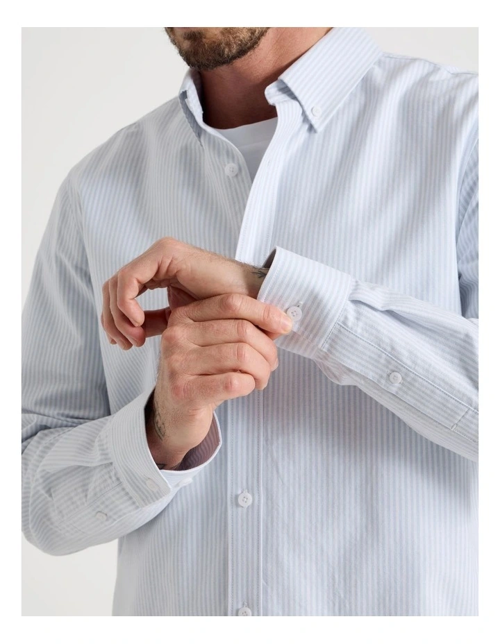 Oxford Cotton Long Sleeve Shirt in Blue image 4