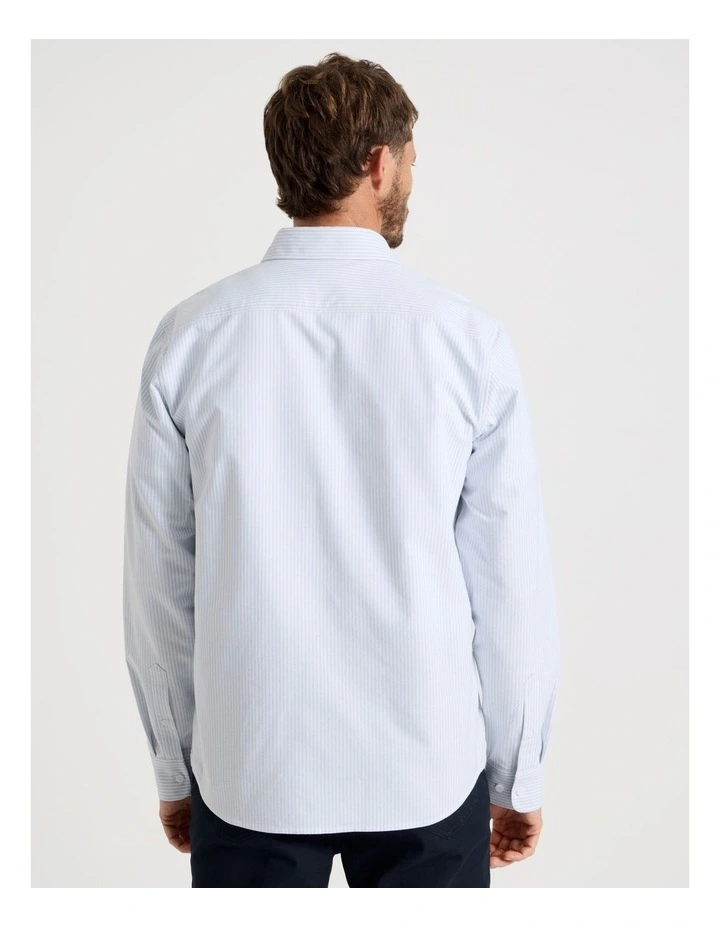 Oxford Cotton Long Sleeve Shirt in Blue image 6