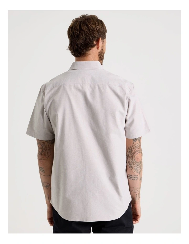 Oxford Cotton Short Sleeve Shirt in Sand image 6