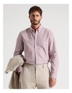 Oxford Cotton Long Sleeve Shirt in Rust