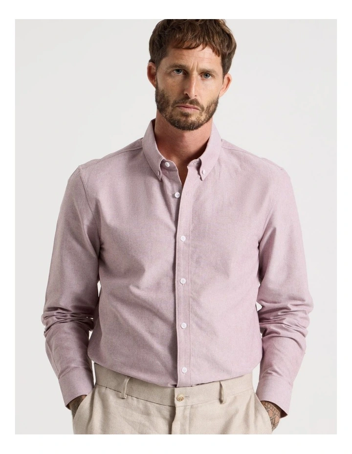 Oxford Cotton Long Sleeve Shirt in Rust image 3