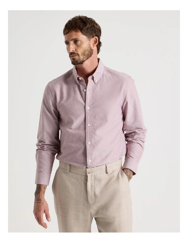Oxford Cotton Long Sleeve Shirt in Rust image 4