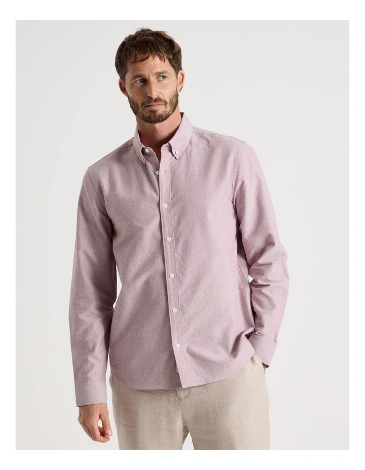 Oxford Cotton Long Sleeve Shirt in Rust image 5
