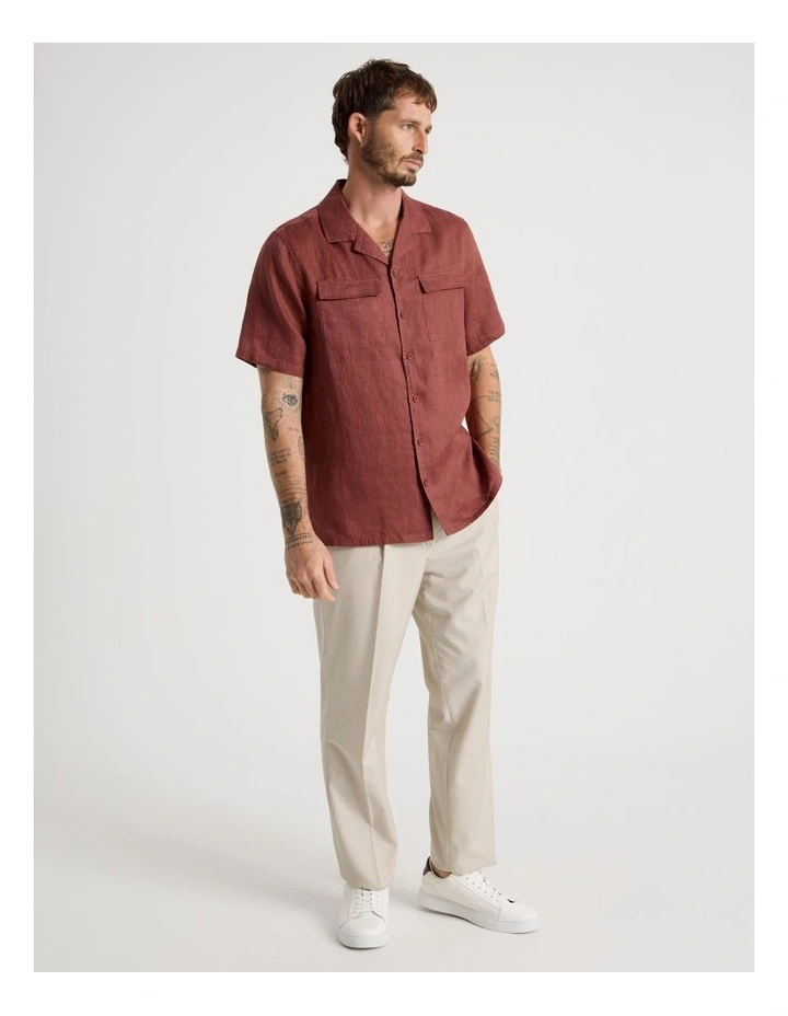 Linen Safari Shirt in Rust image 2