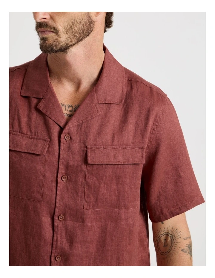 Linen Safari Shirt in Rust image 3