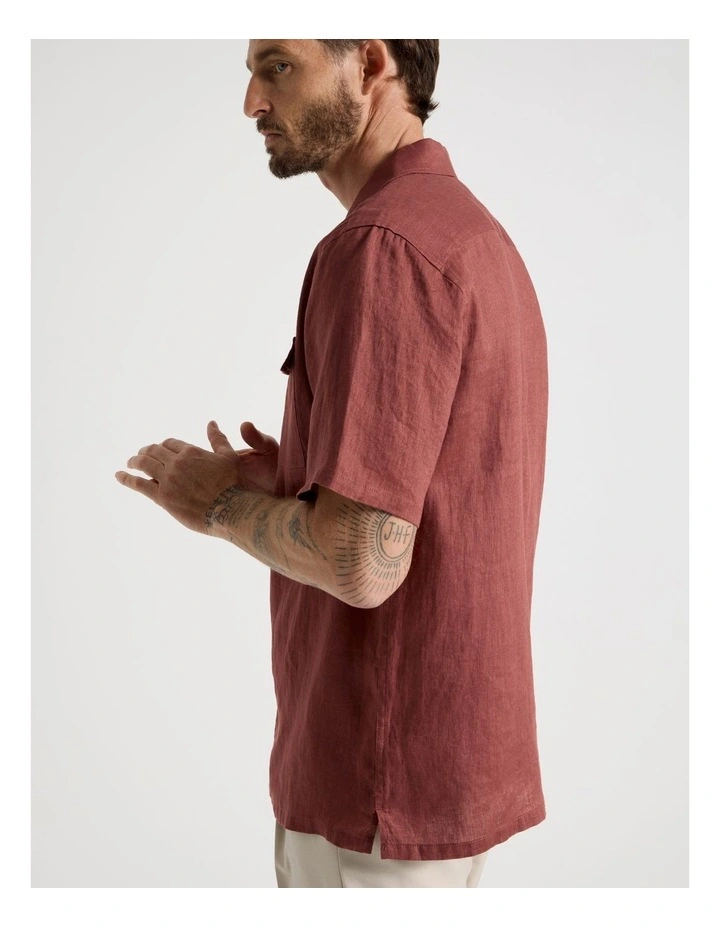 Linen Safari Shirt in Rust image 4