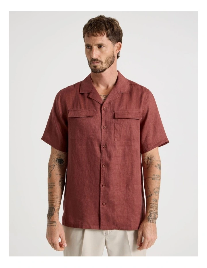 Linen Safari Shirt in Rust image 5