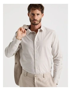 Long Sleeve Shirt in Stone Stripe