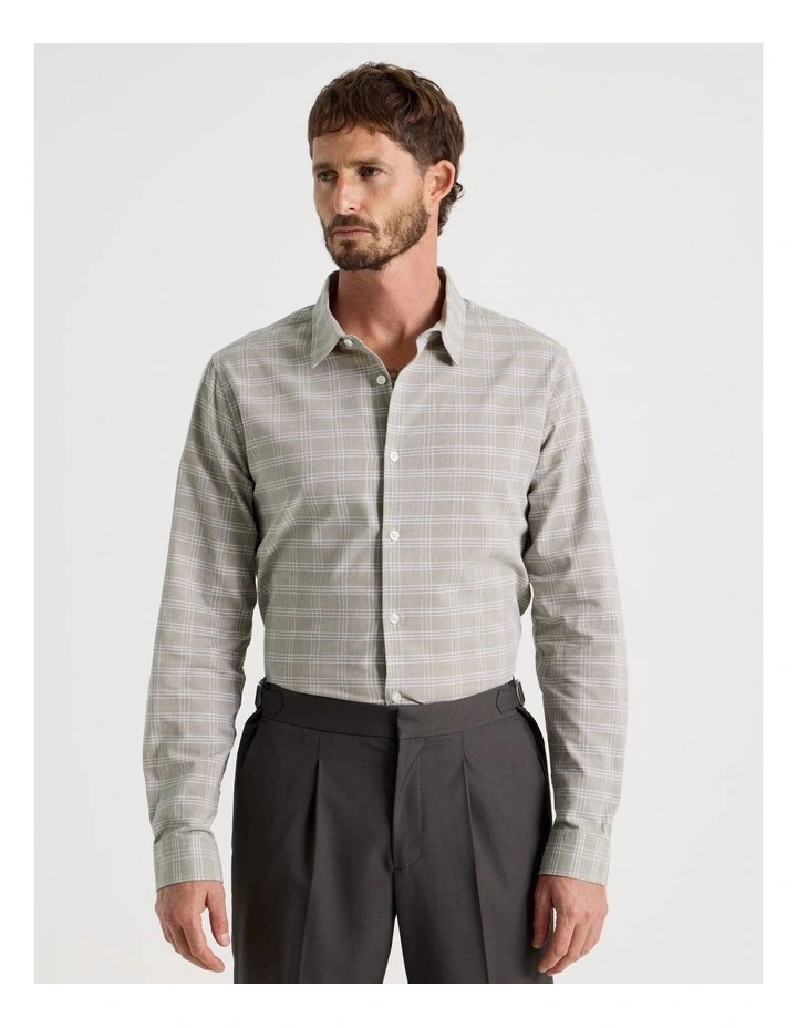 Long Sleeve Shirt in Beige Check image 3