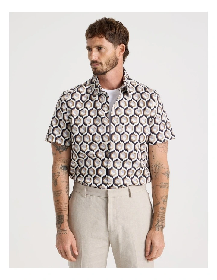 Camp Collar Shirt in Assorted Geometric Print image 3