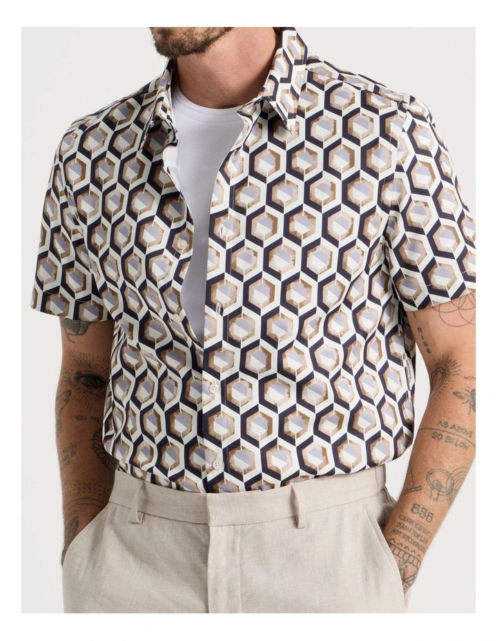 Camp Collar Shirt in Assorted Geometric Print image 4