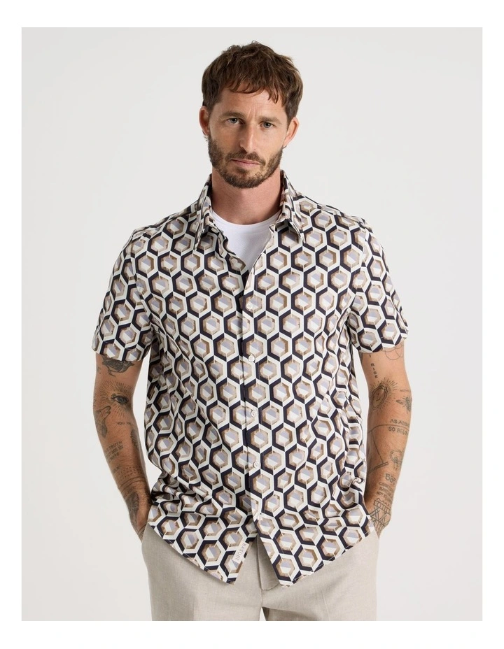 Camp Collar Shirt in Assorted Geometric Print image 5