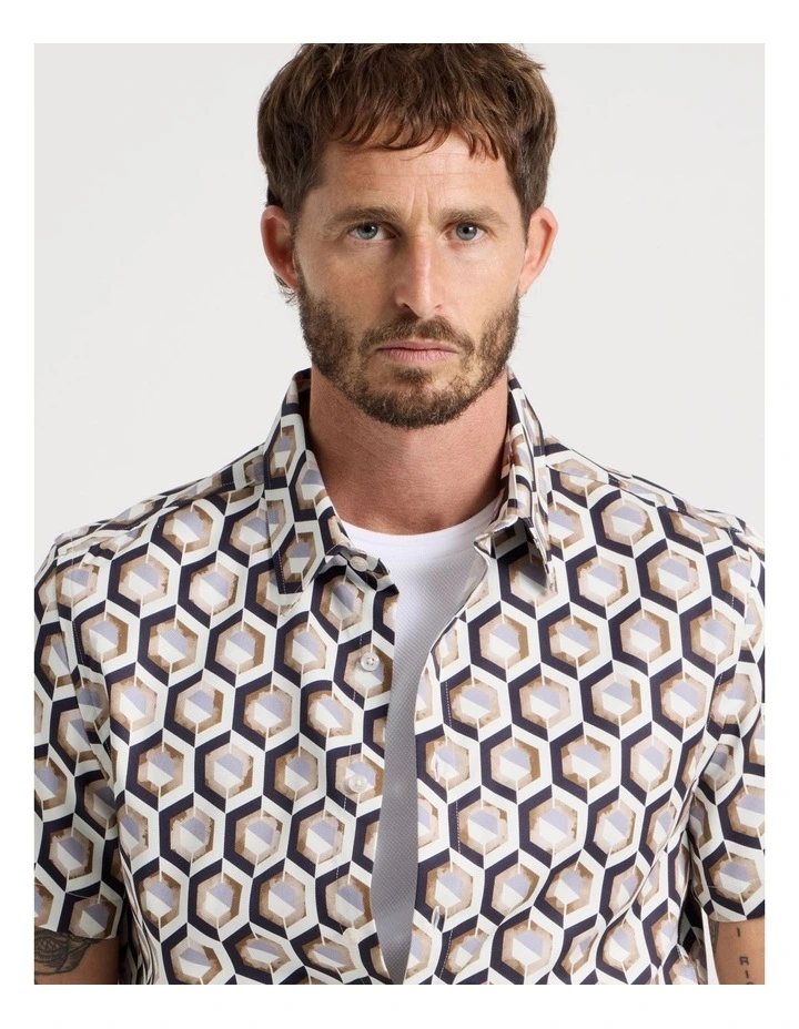 Camp Collar Shirt in Assorted Geometric Print image 7