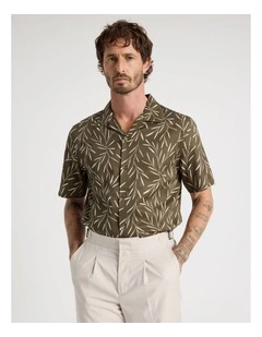 Shirt in Green Bamboo Leaf Print