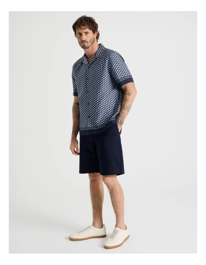 Border Shirt in Navy Geometric Print image 3
