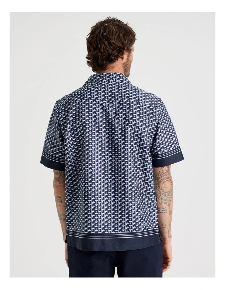 Border Shirt in Navy Geometric Print image 6