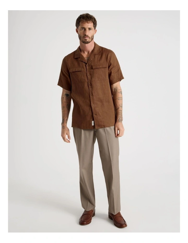 Linen Safari Shirt in Brown image 2