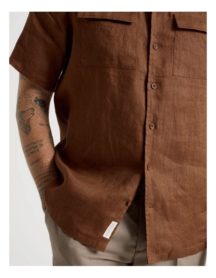 Linen Safari Shirt in Brown image 4