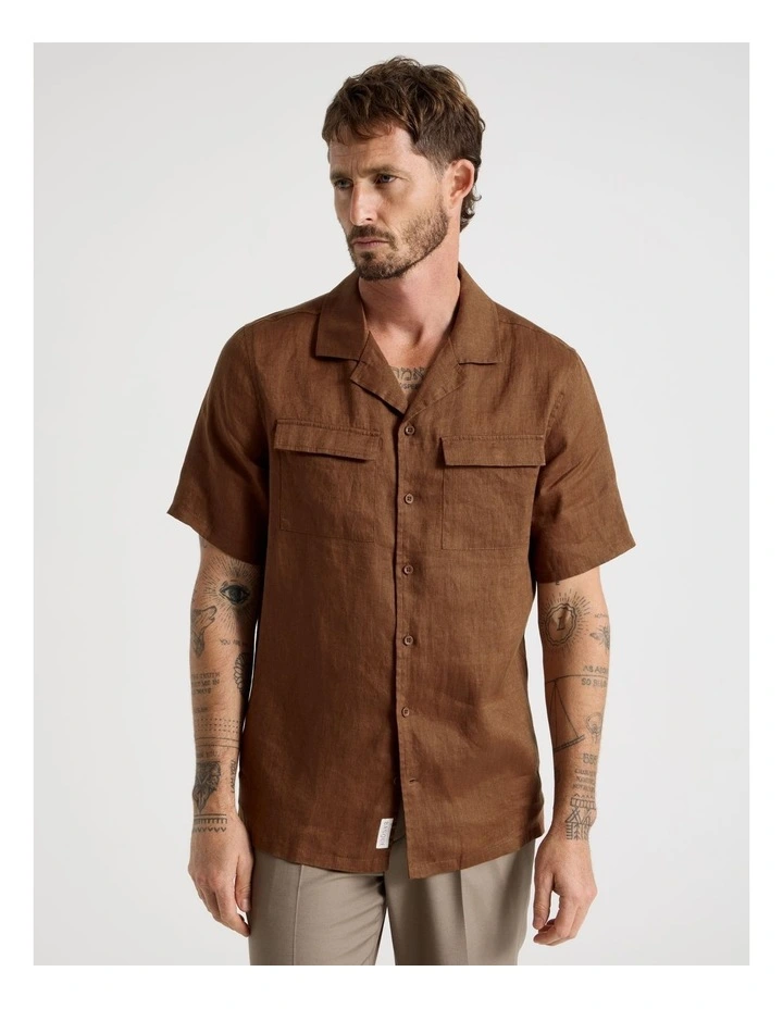Linen Safari Shirt in Brown image 5