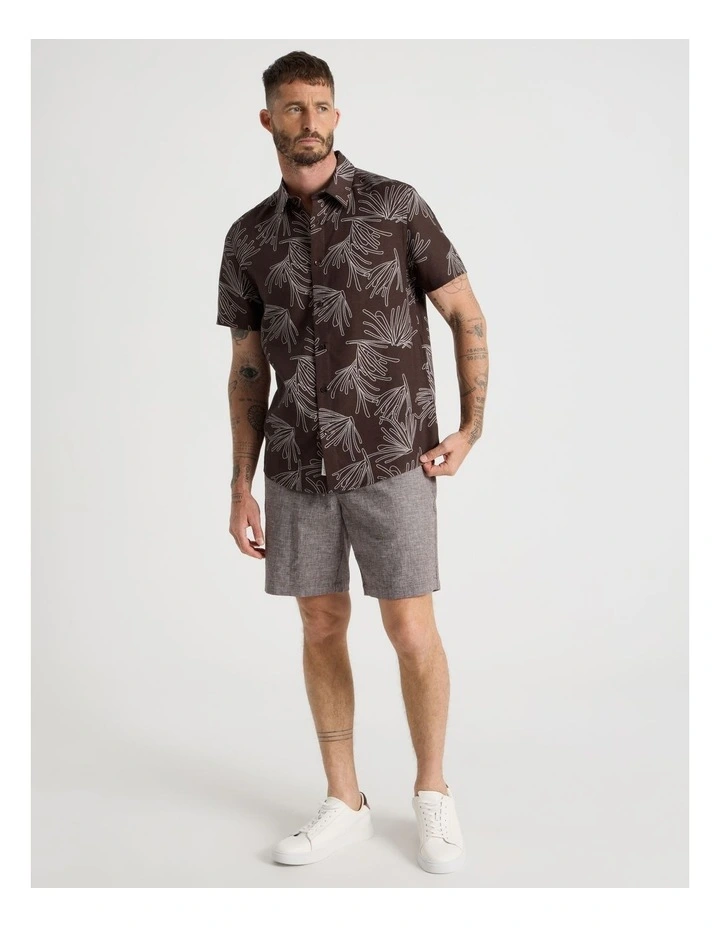Short Sleeve Print Illustration Shirt in Chocolate image 3