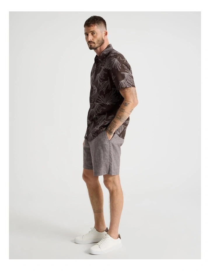 Short Sleeve Print Illustration Shirt in Chocolate image 7