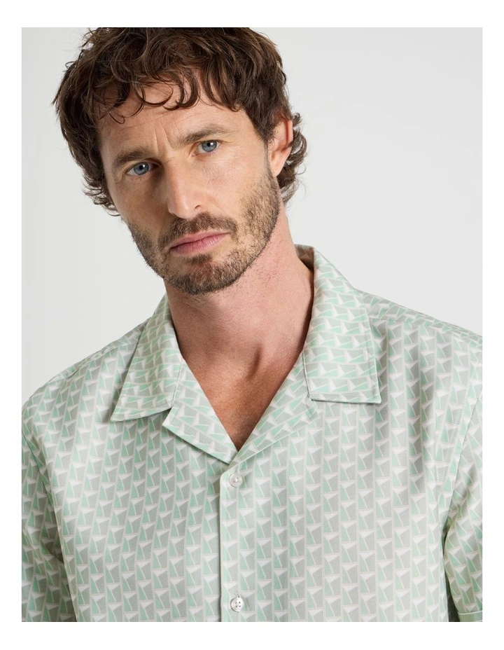 Border Shirt in Light Green Geometric Print image 5