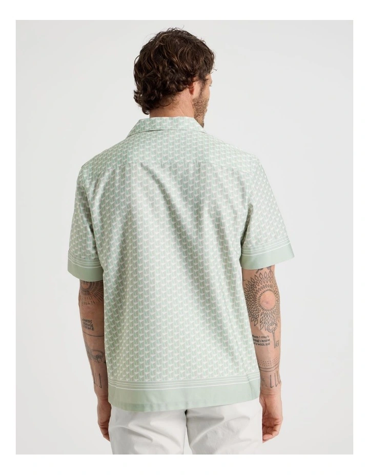 Border Shirt in Light Green Geometric Print image 6