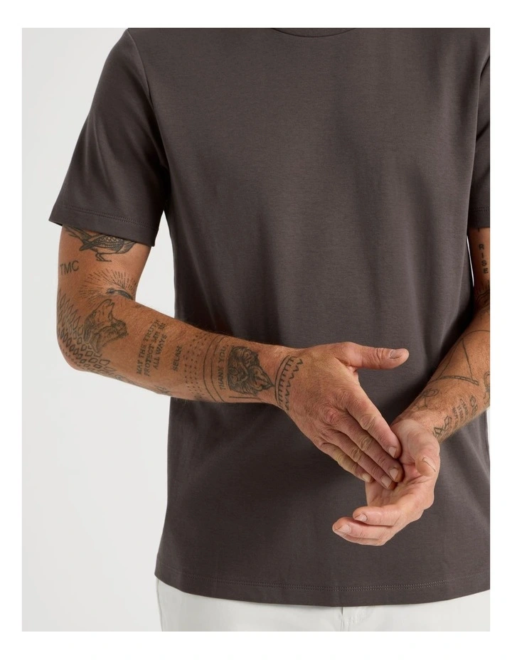 Crew Neck T-Shirt in Brown image 3