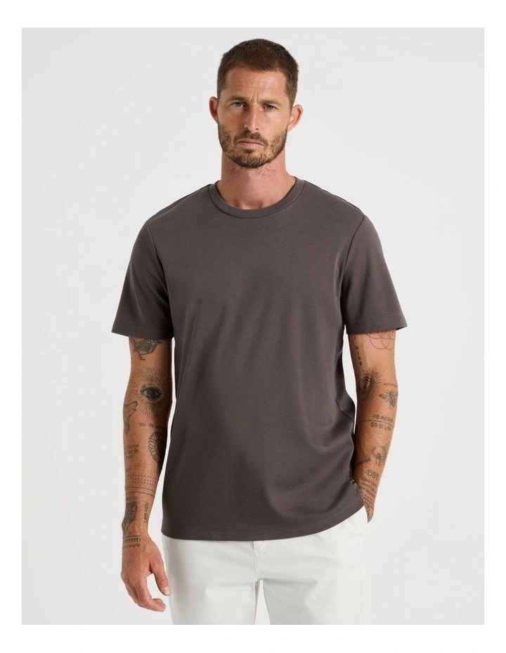 Crew Neck T-Shirt in Brown image 5