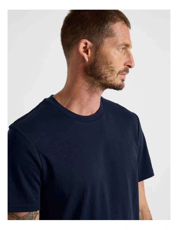 Crew Neck T-Shirt in Navy image 2