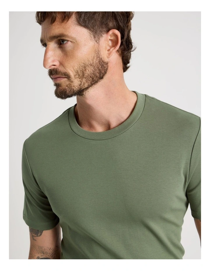 Crew Neck T-Shirt in Olive image 2