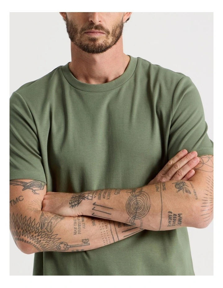 Crew Neck T-Shirt in Olive image 4