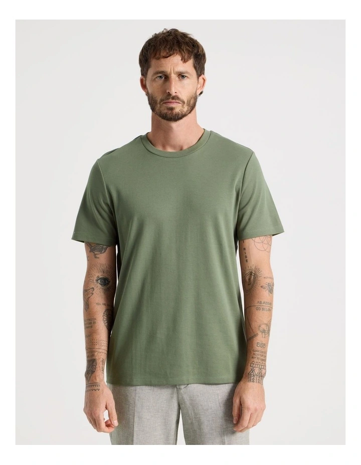 Crew Neck T-Shirt in Olive image 5
