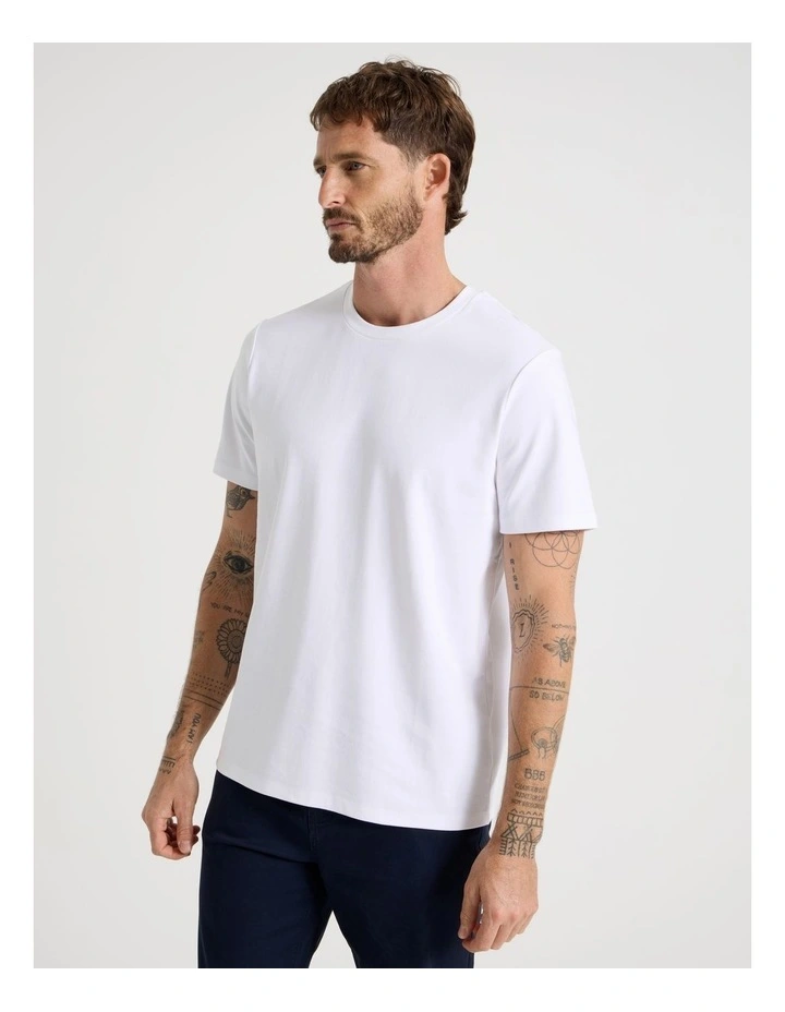 Crew Neck T-Shirt in White image 4