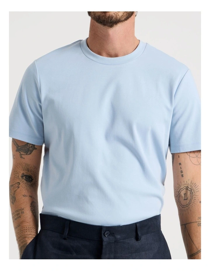 Crew Neck T-Shirt in Light Blue image 3