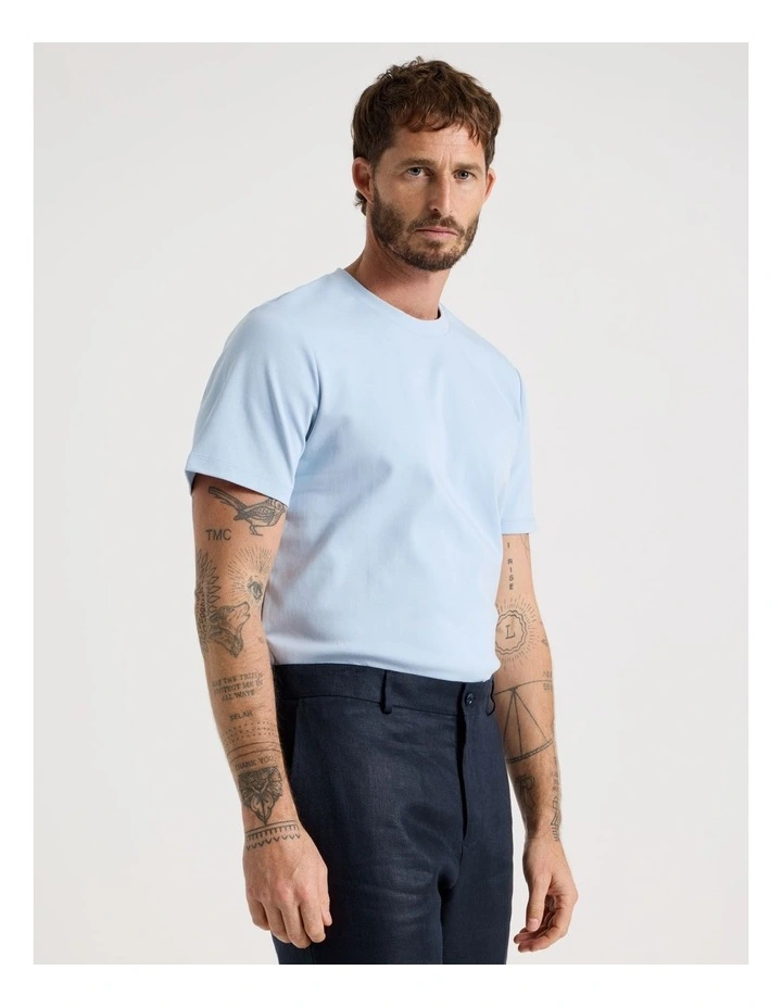 Crew Neck T-Shirt in Light Blue image 4