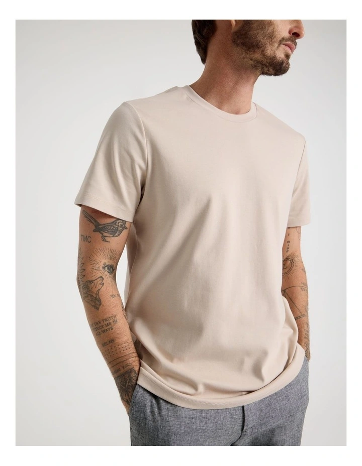 Crew Neck T-Shirt in Ecru image 3