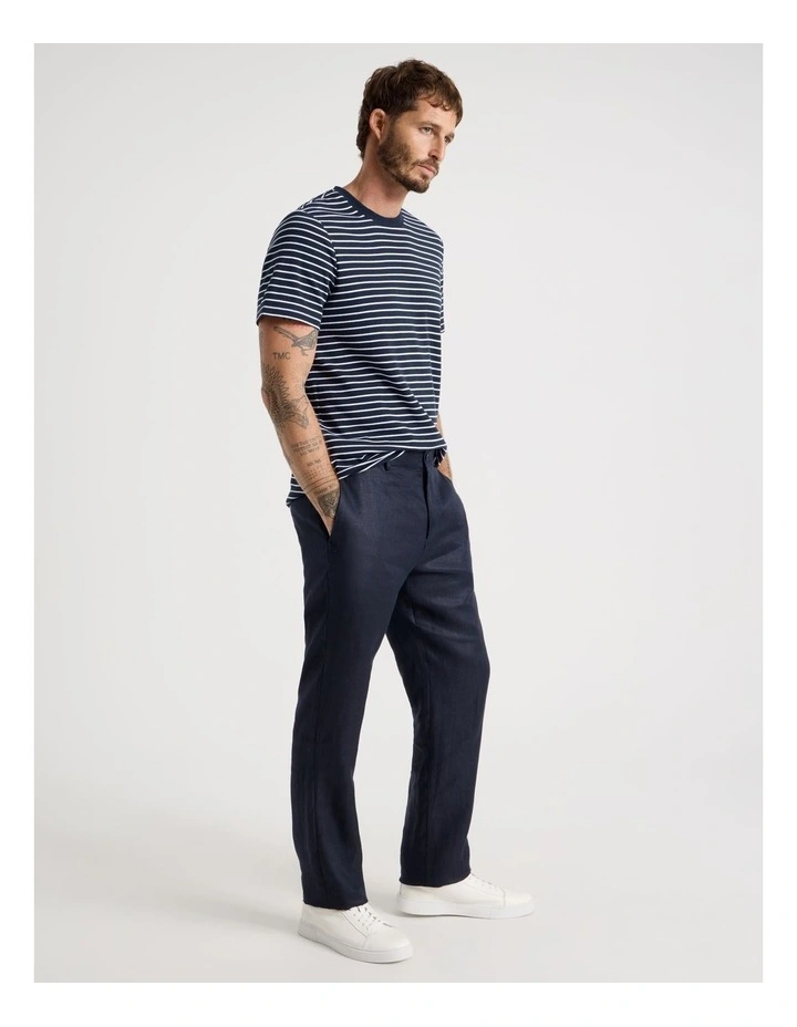 Stripe Crew Neck T-Shirt in Navy image 2