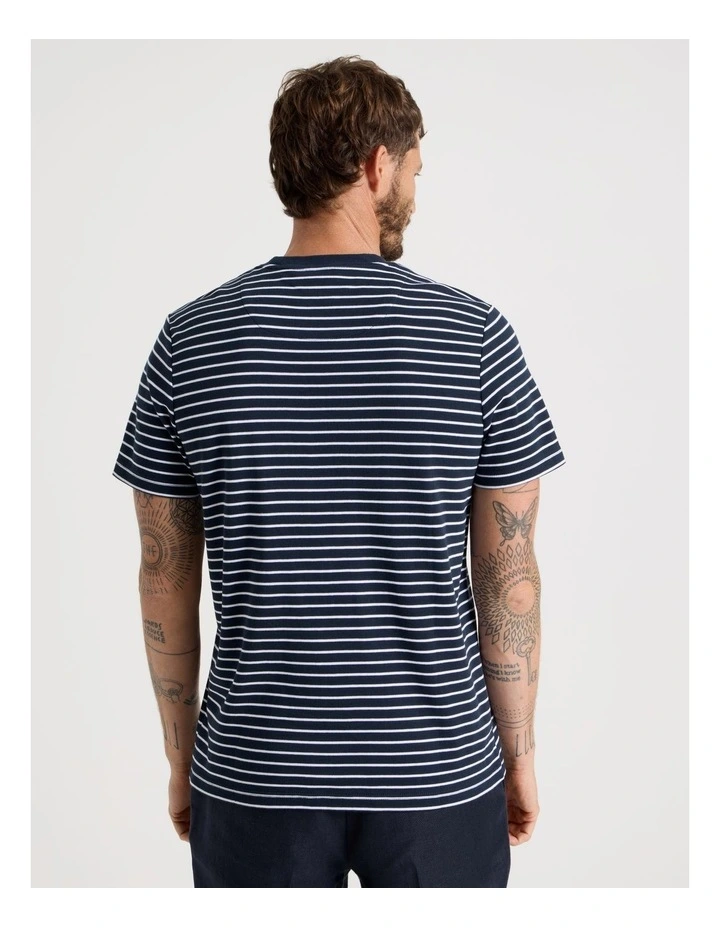 Stripe Crew Neck T-Shirt in Navy image 5