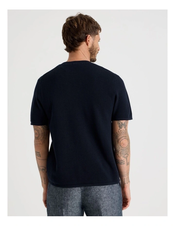 Textured Knit Tee in Navy image 5