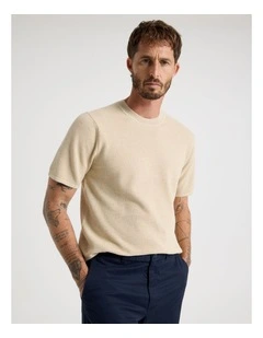 Textured Knit Tee in Stone