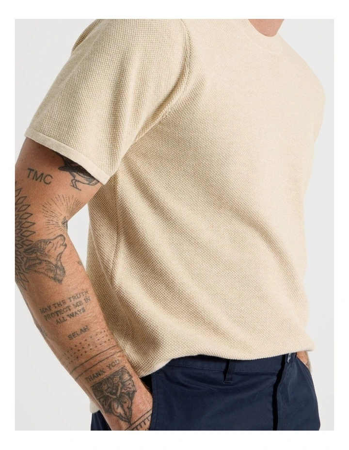 Textured Knit Tee in Stone image 4