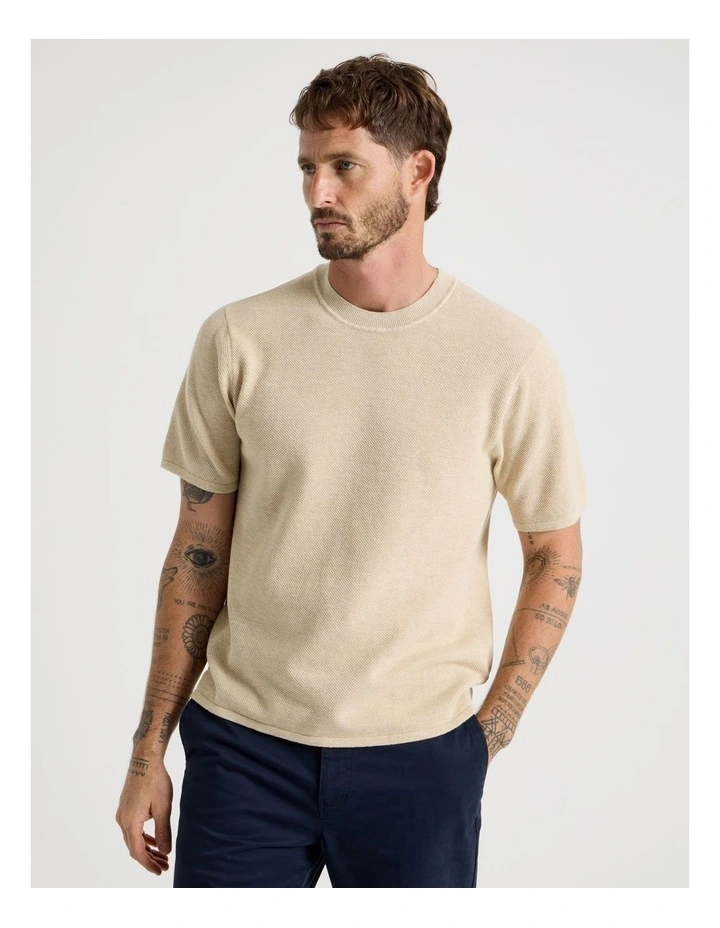 Textured Knit Tee in Stone image 5