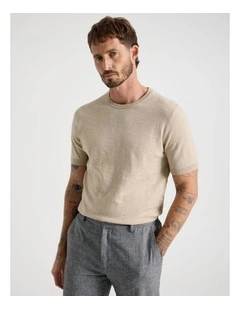 Slub Texture Knit Tee in Stone
