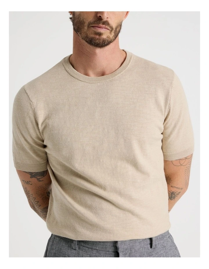 Slub Texture Knit Tee in Stone image 2