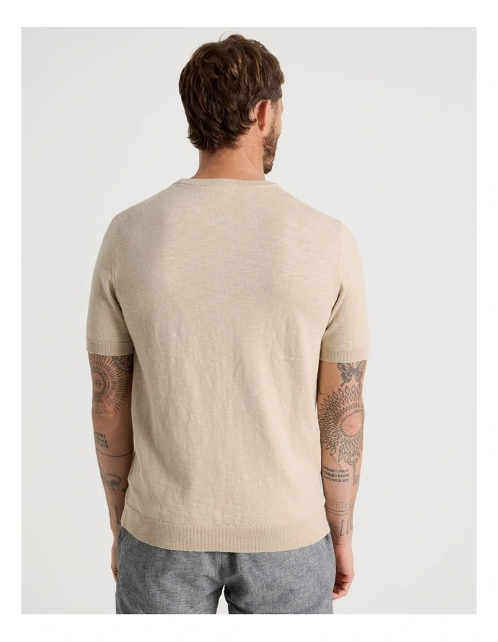 Slub Texture Knit Tee in Stone image 6