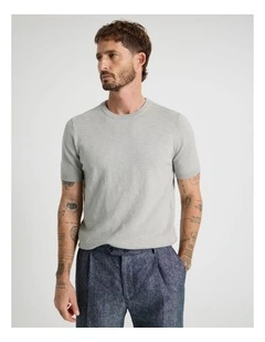 Slub Texture Knit Tee in Grey