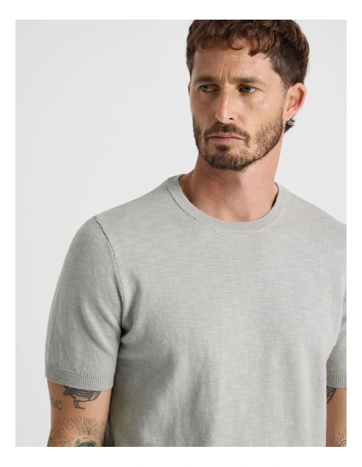 Slub Texture Knit Tee in Grey image 4