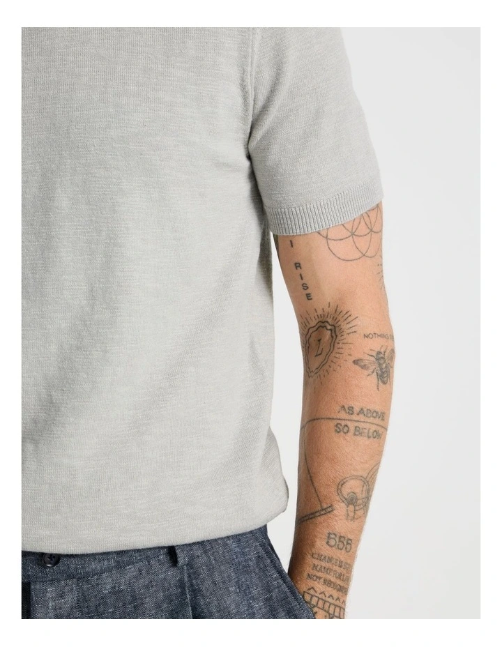 Slub Texture Knit Tee in Grey image 7